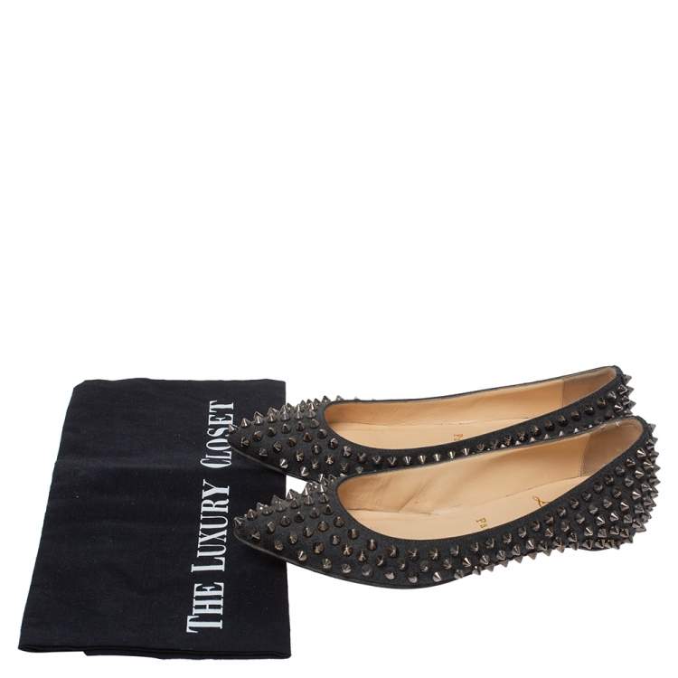 Pre Owned Christian Louboutin Blue Denim Pigalle Spike Ballet Flats Size 35.5
