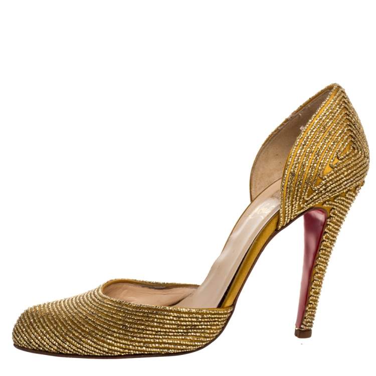 Christian louboutin gold clearance pumps