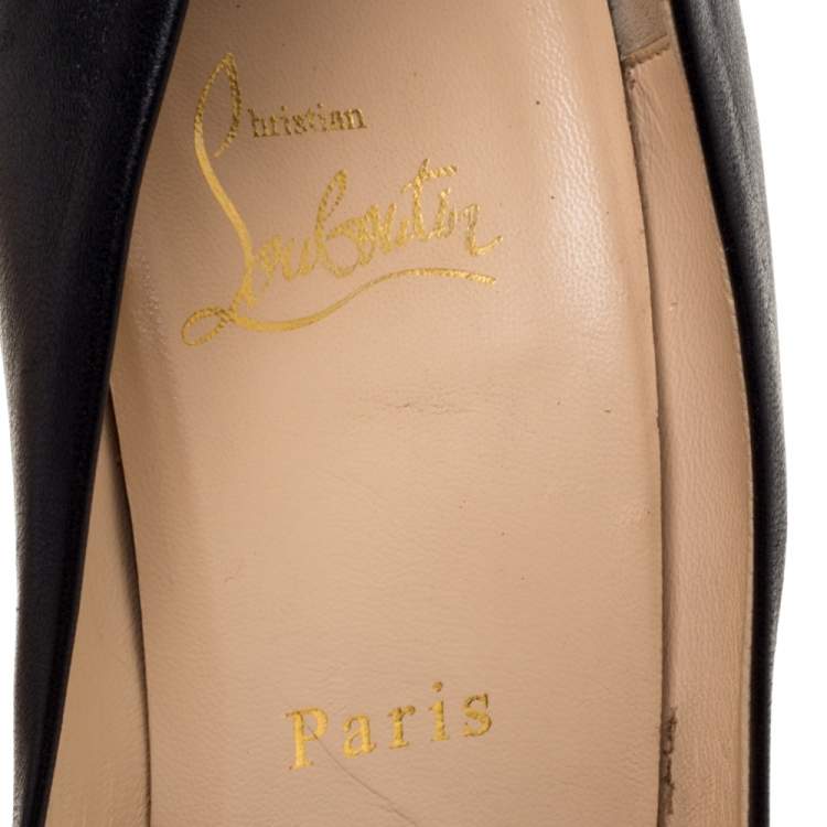 Pre Owned Christian Louboutin Black Leather Peep Toe Platform Pumps Size 39