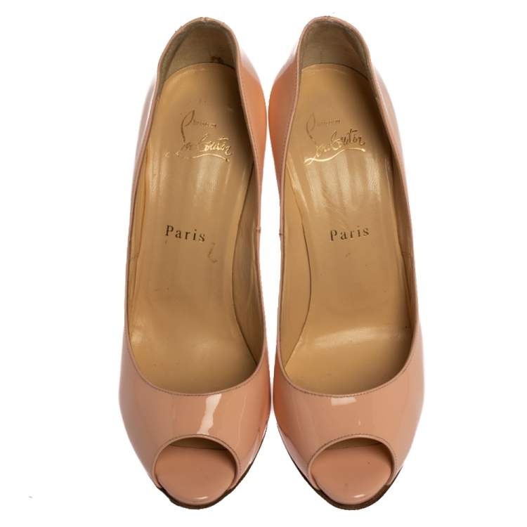مملوكة مسبقًا Christian Louboutin Pink Patent Leather Flo Ppep Toe Pumps Size 37.5