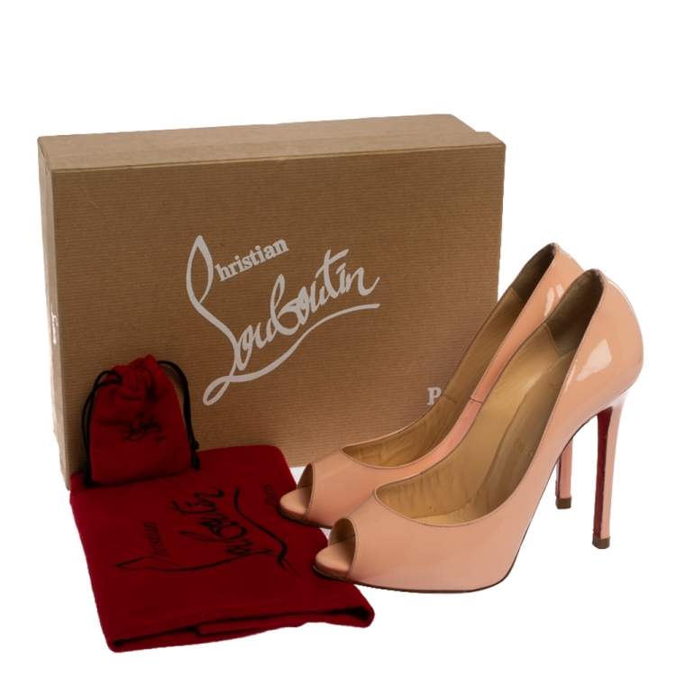 مملوكة مسبقًا Christian Louboutin Pink Patent Leather Flo Ppep Toe Pumps Size 37.5