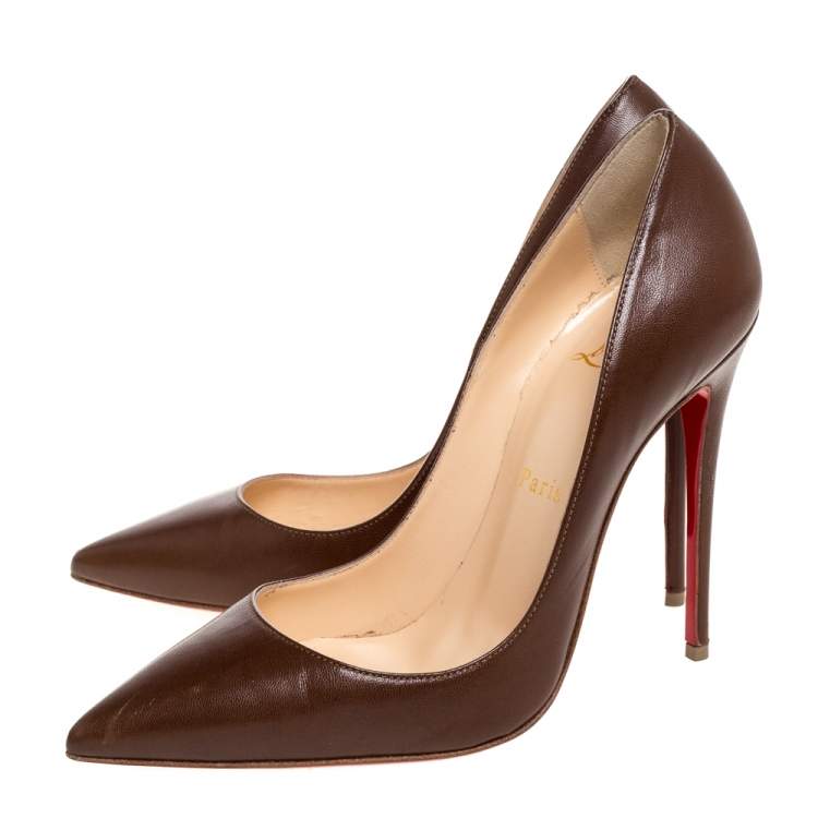 Pre Owned Christian Louboutin Brown Leather So Kate Pumps Size 36.5