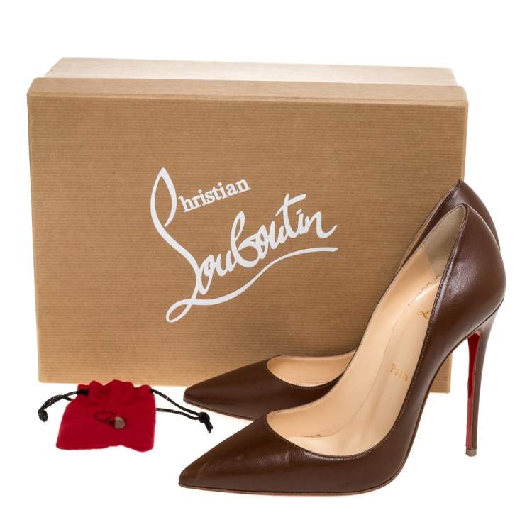 Pre Owned Christian Louboutin Brown Leather So Kate Pumps Size 36.5