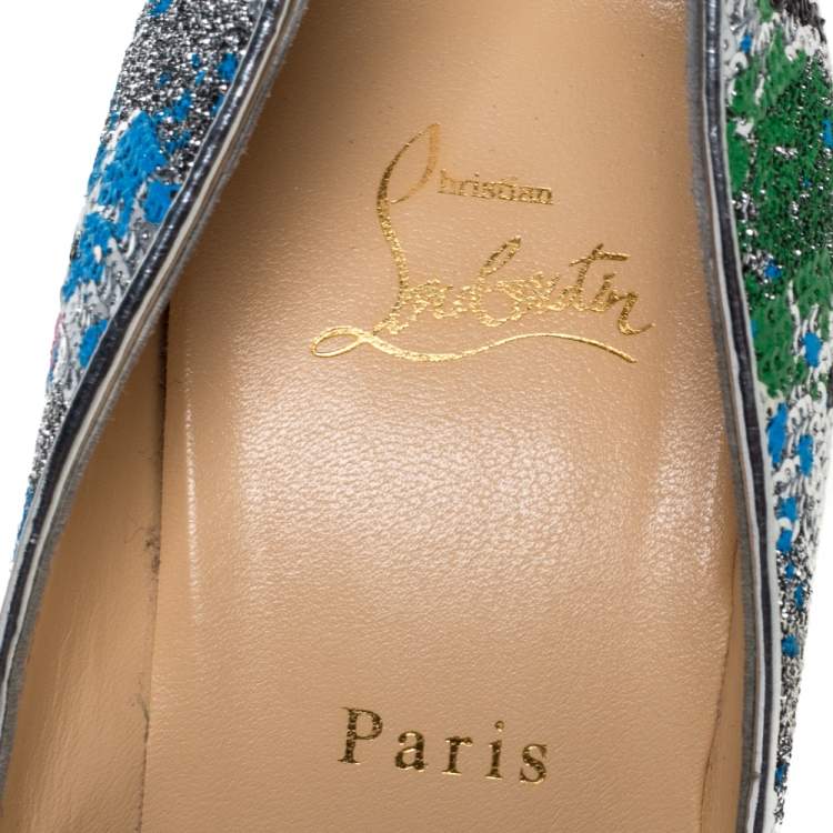 Pre Owned Christian Louboutin Multicolor Sequins and Glitter Fabric Pigalle Follies Pumps Size 41