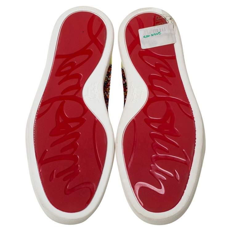 Pre Owned Christian Louboutin Multicolor Crystal Embellished Suede And Patent Leather Louis High Top Sneakers Size 35