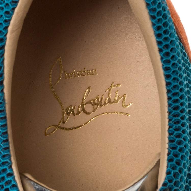Pre Owned Christian Louboutin Multicolor Mesh, Suede and Leather Louis Junior Spikes Sneakers Size 37.5