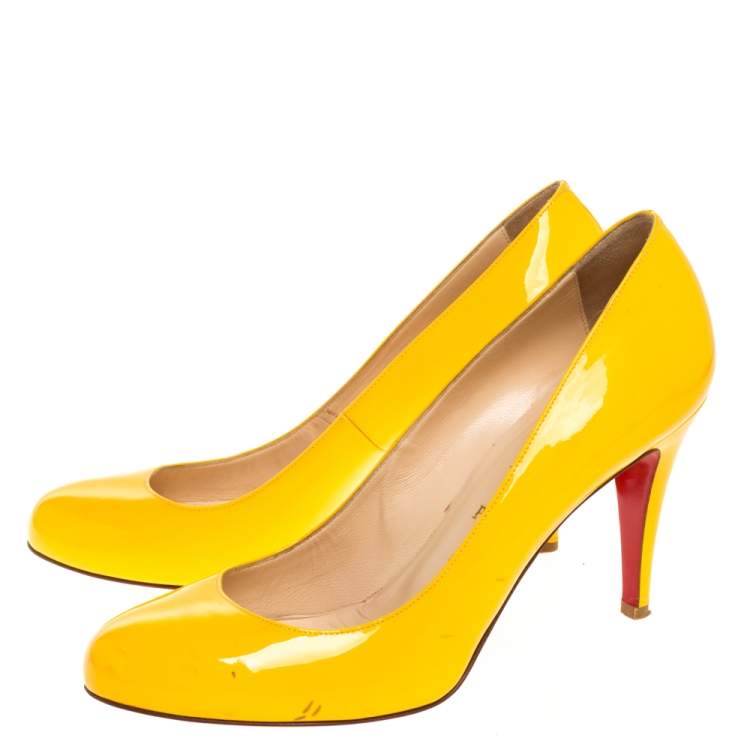 yellow patent leather pumps