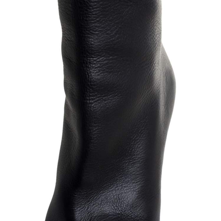 Pre Owned Christian Louboutin Black Leather New Simple Botta Knee Length Boots Size 36