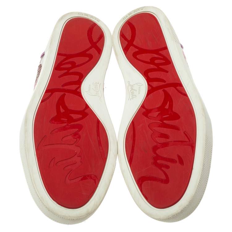 Pre Owned Christian Louboutin Multicolor Leather and Canvas Gondola Strass Kiss Low Top Sneakers Size 37.5