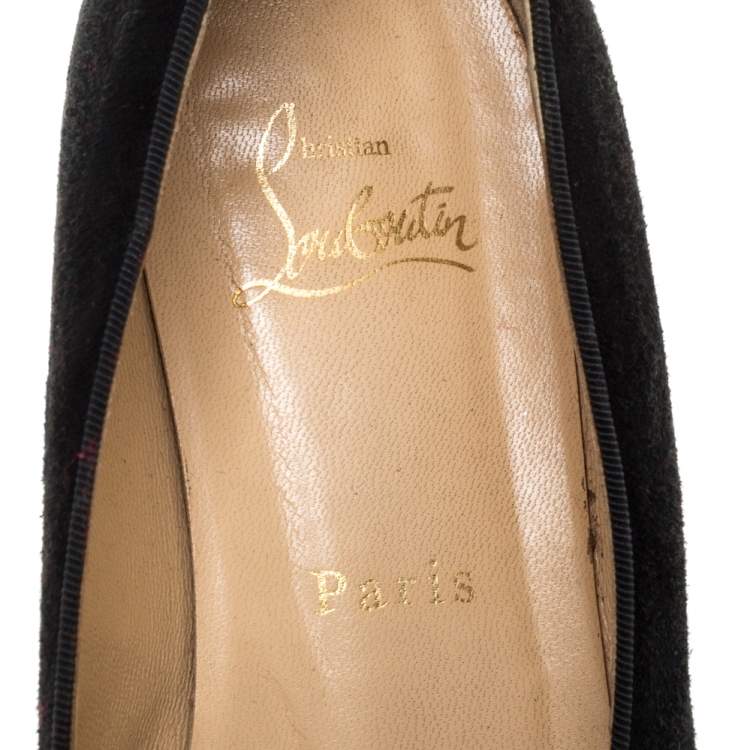مملوكة مسبقًا Christian Louboutin Black Suede Harvanana Spiked Smoking Slippers Size 37