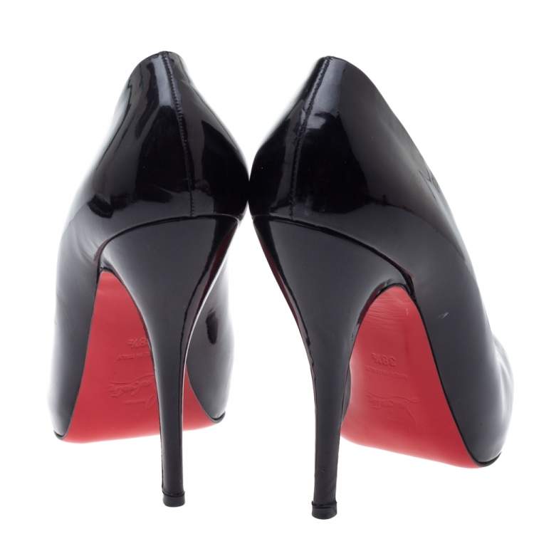Pre Owned Christian Louboutin Black Patent Leather Rolando Platform Pumps Size 38.5