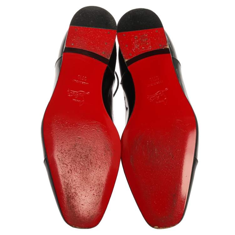 Pre Owned Christian Louboutin Black Patent Leather Cap Toe Oxfords Size 37.5