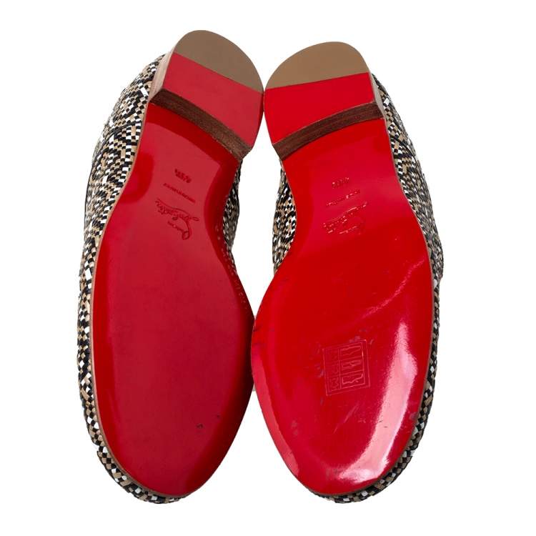 Pre Owned Christian Louboutin Multicolor Woven Leather Fred Lace Up Oxfords Size 41.5