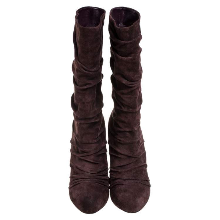 Pre Owned Christian Louboutin Brown Suede Pilos Boots Size 40