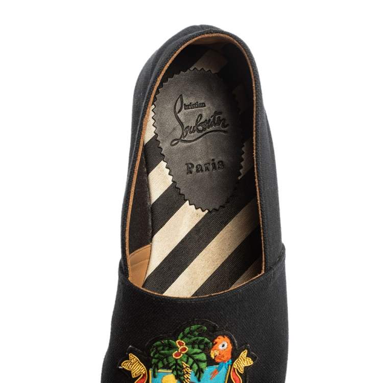 Pre Owned Christian Louboutin Dark Blue Canvas Cario Loubi Flat Olona Espadrilles Sneakers Size 40