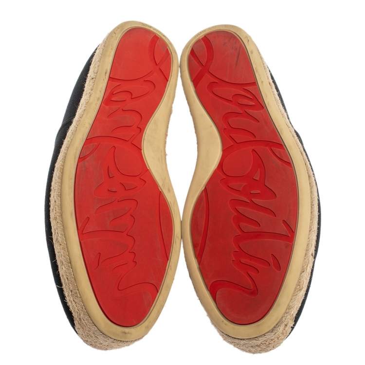Pre Owned Christian Louboutin Dark Blue Canvas Cario Loubi Flat Olona Espadrilles Sneakers Size 40