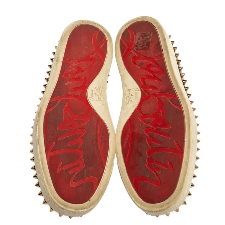 Pre Owned Christian Louboutin Leopard Print Patent Leather Pik Boat Studded Slip On Loafers Size 37