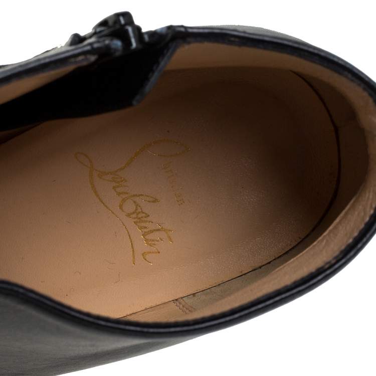 Pre Owned Christian Louboutin Black Leather Belle Ankle Boots Size 39