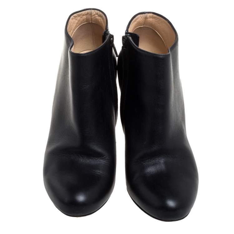 Pre Owned Christian Louboutin Black Leather Belle Ankle Boots Size 39