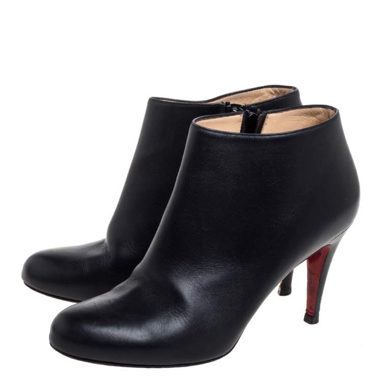 Pre Owned Christian Louboutin Black Leather Belle Ankle Boots Size 39
