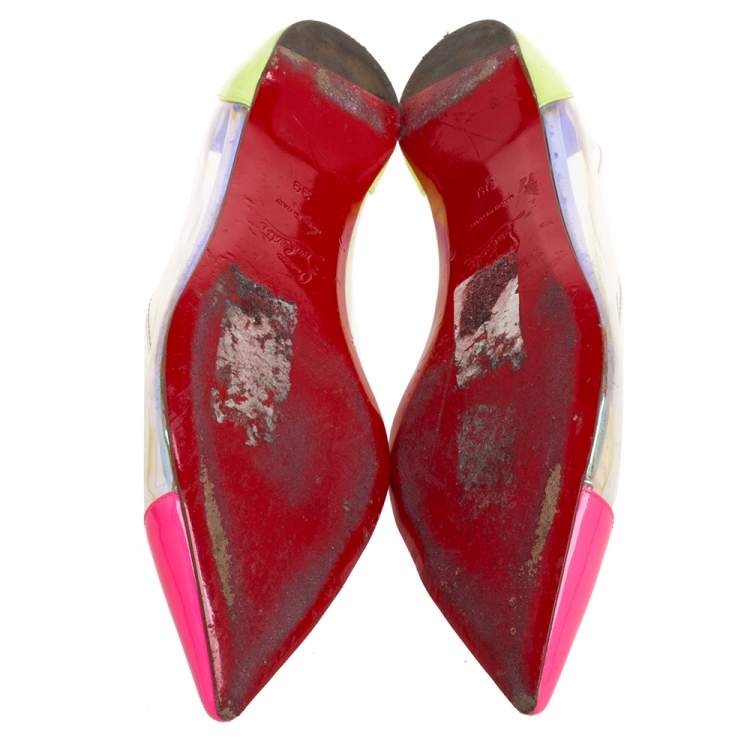 Pre Owned Christian Louboutin Multicolor PVC and Leather Corbeau Ballet Flats Size 39