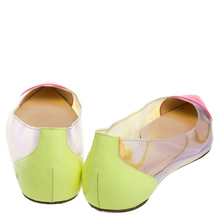 Pre Owned Christian Louboutin Multicolor PVC and Leather Corbeau Ballet Flats Size 39