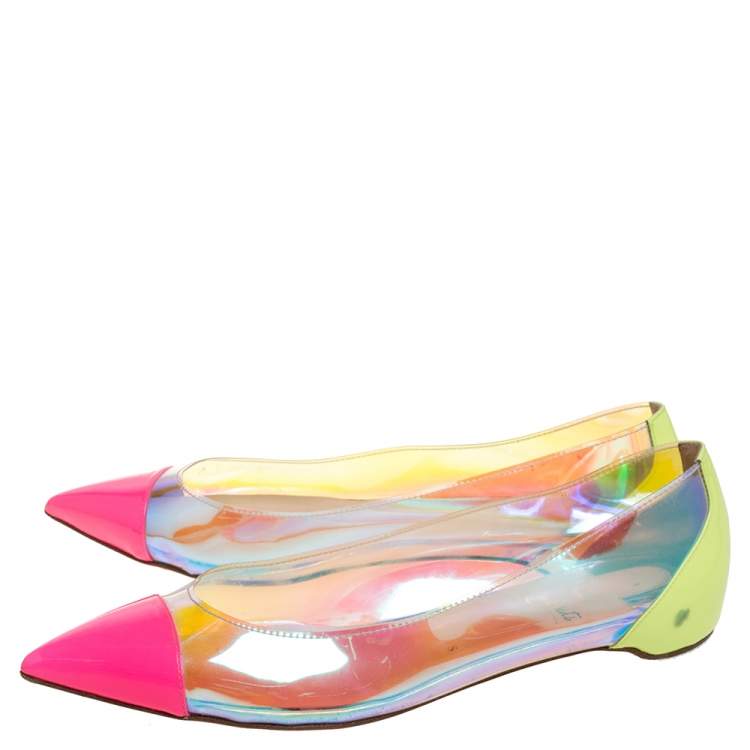 Pre Owned Christian Louboutin Multicolor PVC and Leather Corbeau Ballet Flats Size 39