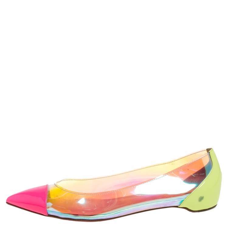 Pre Owned Christian Louboutin Multicolor PVC and Leather Corbeau Ballet Flats Size 39