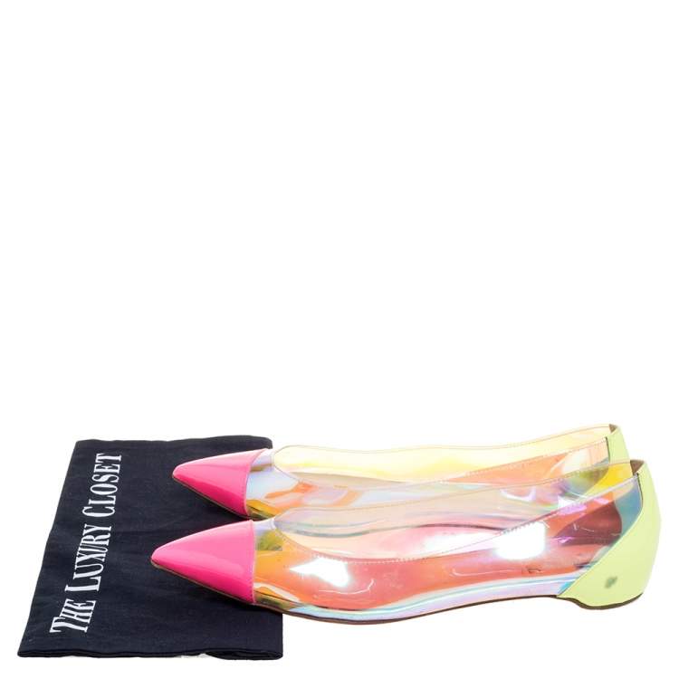 Pre Owned Christian Louboutin Multicolor PVC and Leather Corbeau Ballet Flats Size 39