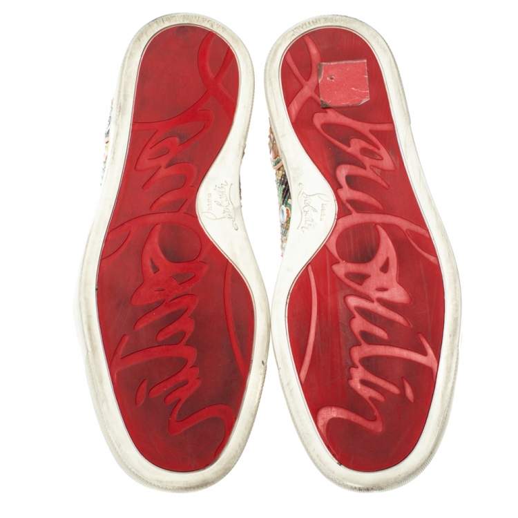 Pre Owned Christian Louboutin Multicolor Python Faience Rantus High Top Sneakers Size 35.5