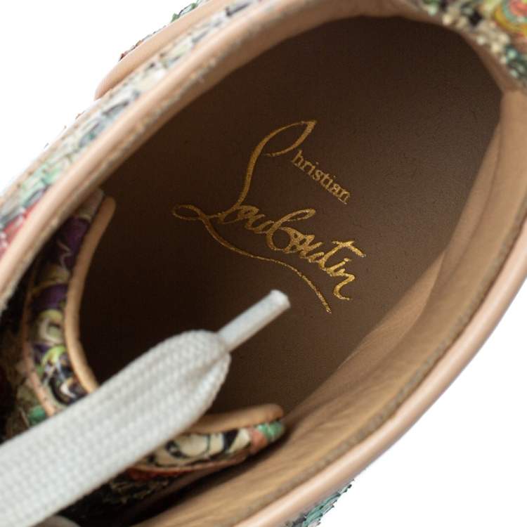 Pre Owned Christian Louboutin Multicolor Python Faience Rantus High Top Sneakers Size 35.5