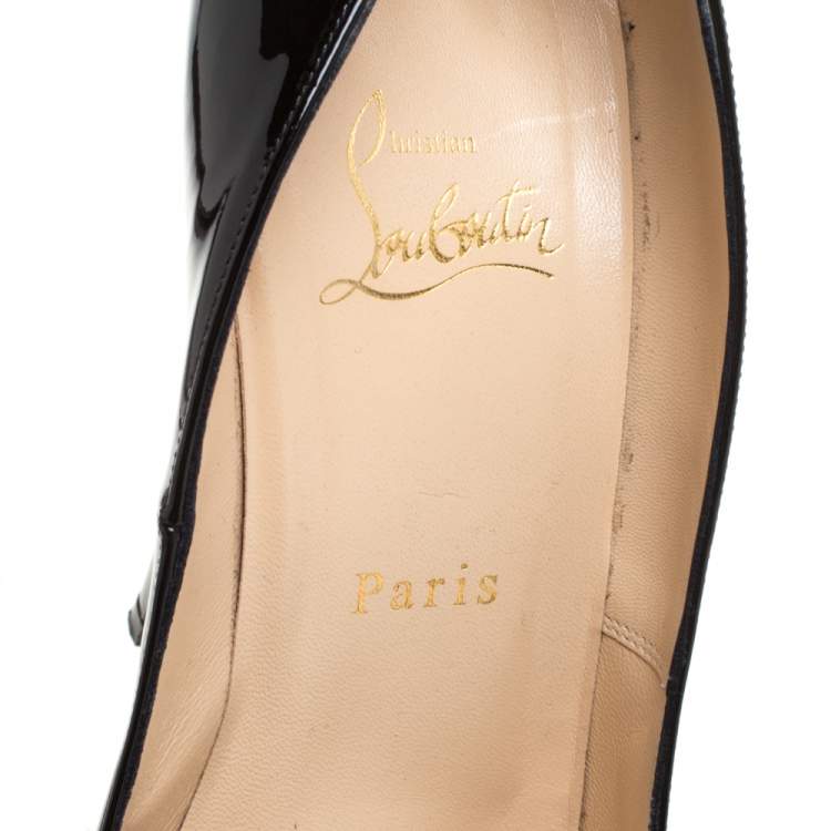 Pre Owned Christian Louboutin Black Patent Leather Bianca Platform Pumps Size 38