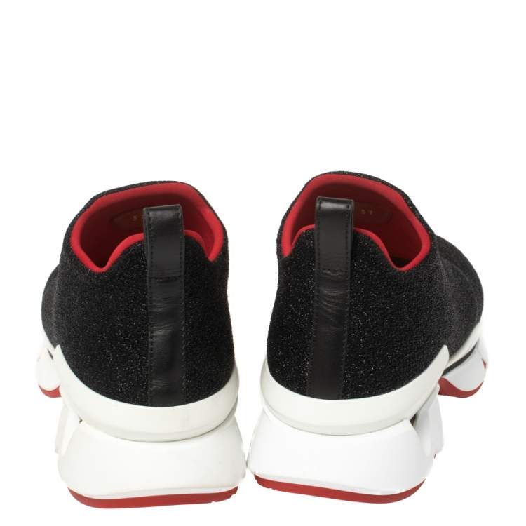Pre Owned Christian Louboutin Black Lurex Stretch Fabric Crestirun Donna  Sneakers Size 37