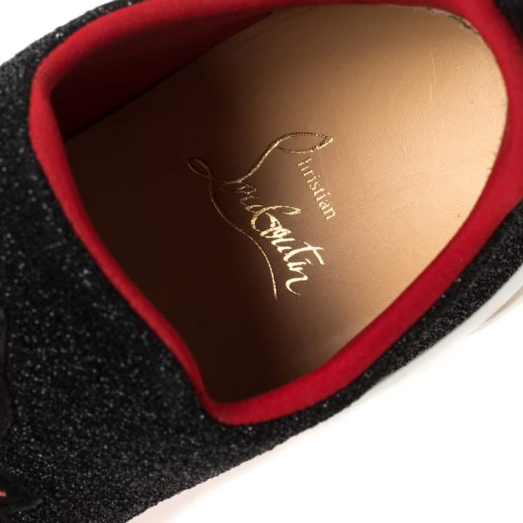Pre Owned Christian Louboutin Black Lurex Stretch Fabric Crestirun Donna  Sneakers Size 37