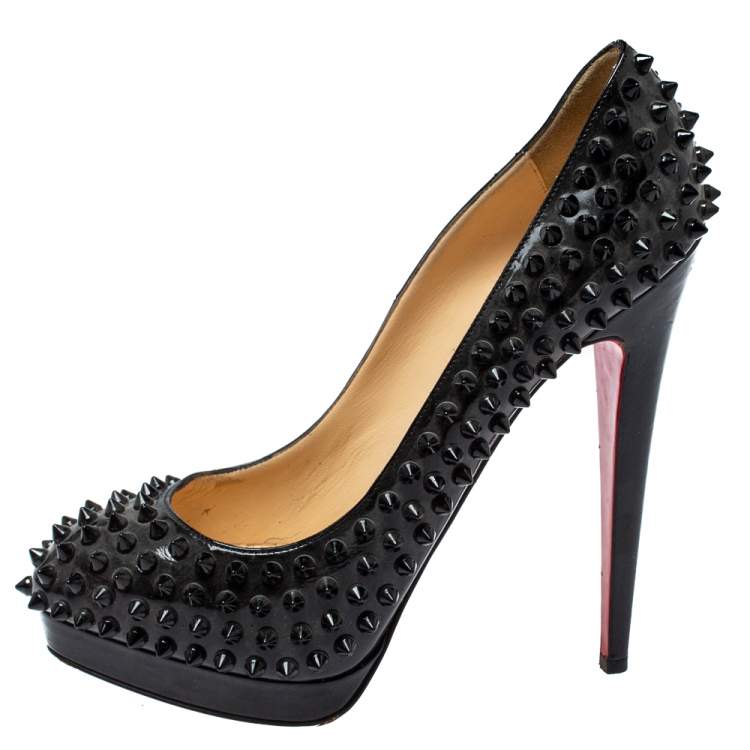 Christian Louboutin Black Leather Pigalle Spikes Pumps Size 39.5 Christian  Louboutin