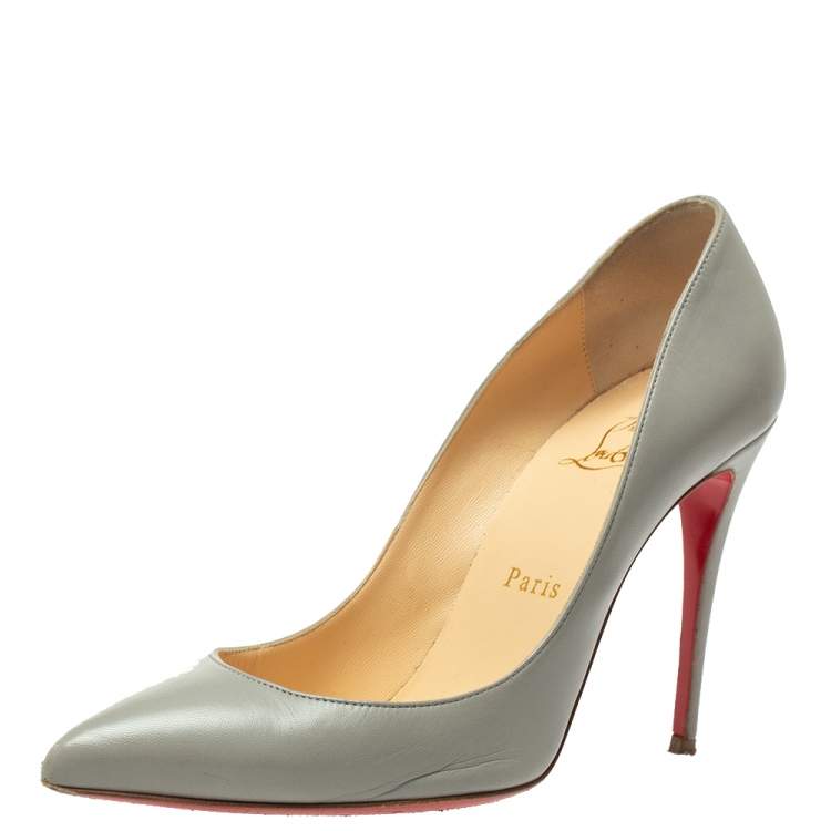 Christian Grey Leather Pigalle Size 37.5 Christian Louboutin TLC