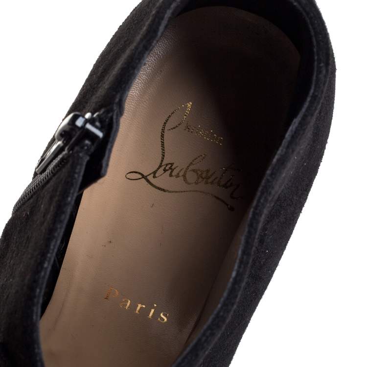 مملوكة مسبقًا Christian Louboutin Black Suede Platform Ankle Booties 38.5