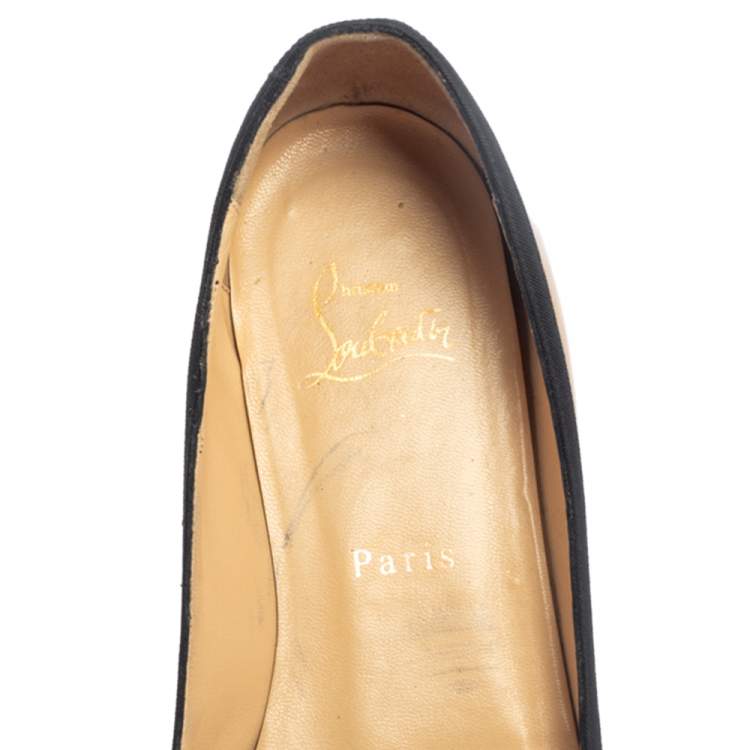 Pre Owned Christian Louboutin Beige Patent Leather Balinodono Bow Ballet Flats Size 38