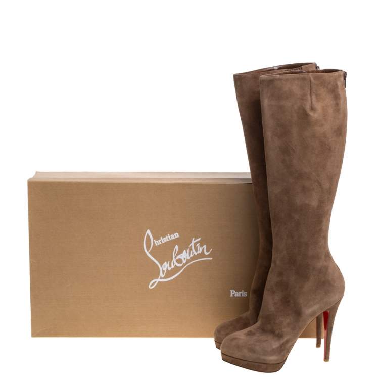 christian louboutin brown suede boots