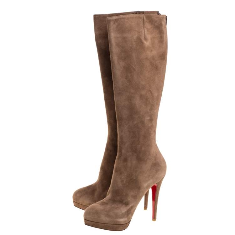 christian louboutin brown suede boots