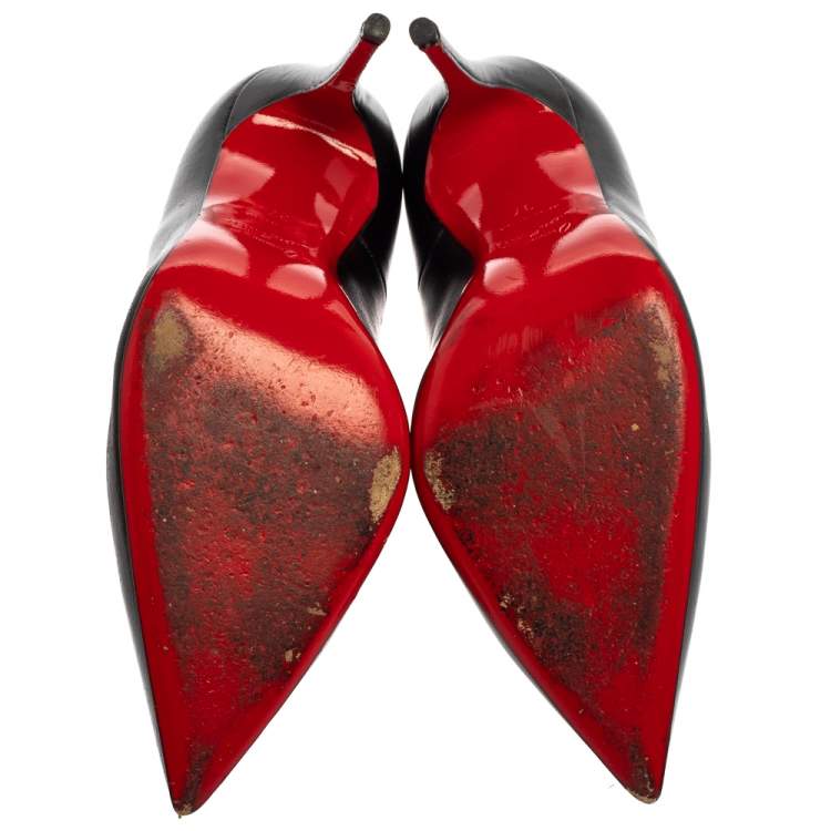 Pre Owned Christian Louboutin Black Leather So Kate Pumps Size 37