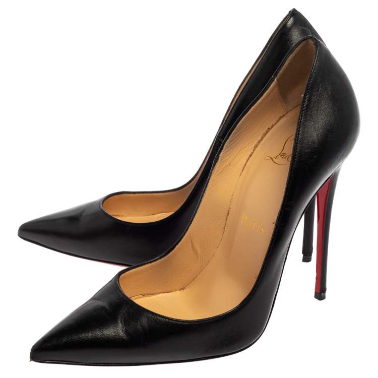 Pre Owned Christian Louboutin Black Leather So Kate Pumps Size 37