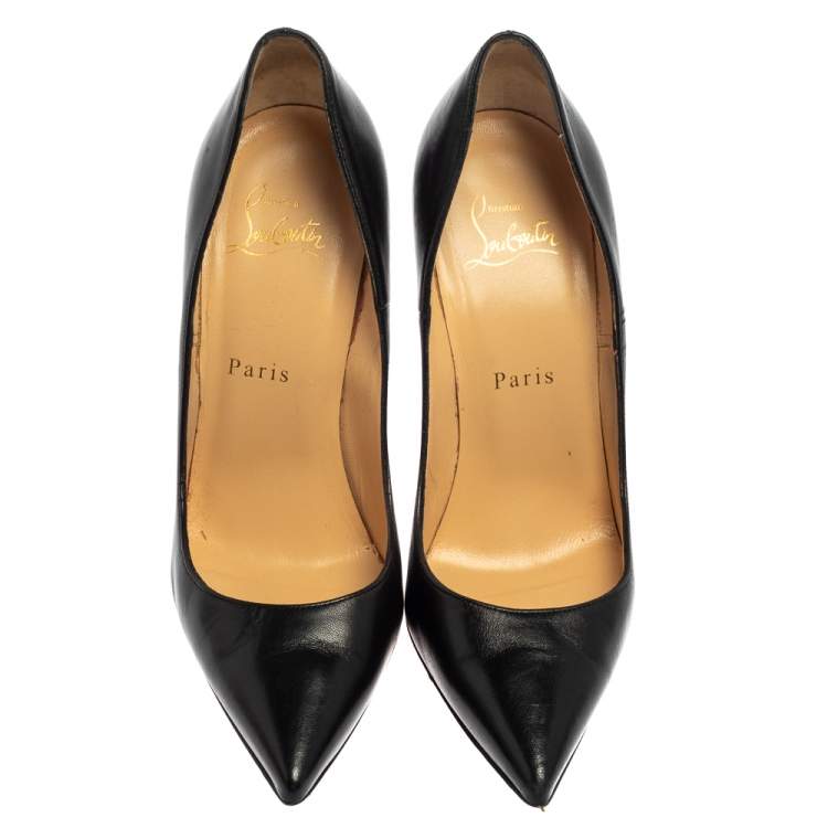 Pre Owned Christian Louboutin Black Leather So Kate Pumps Size 37