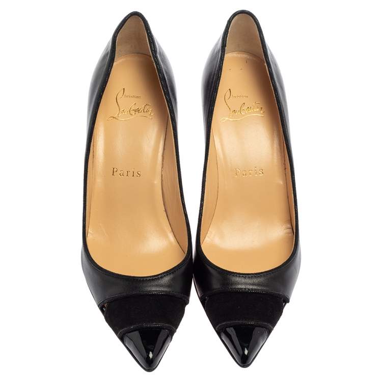 christian louboutin black leather pumps
