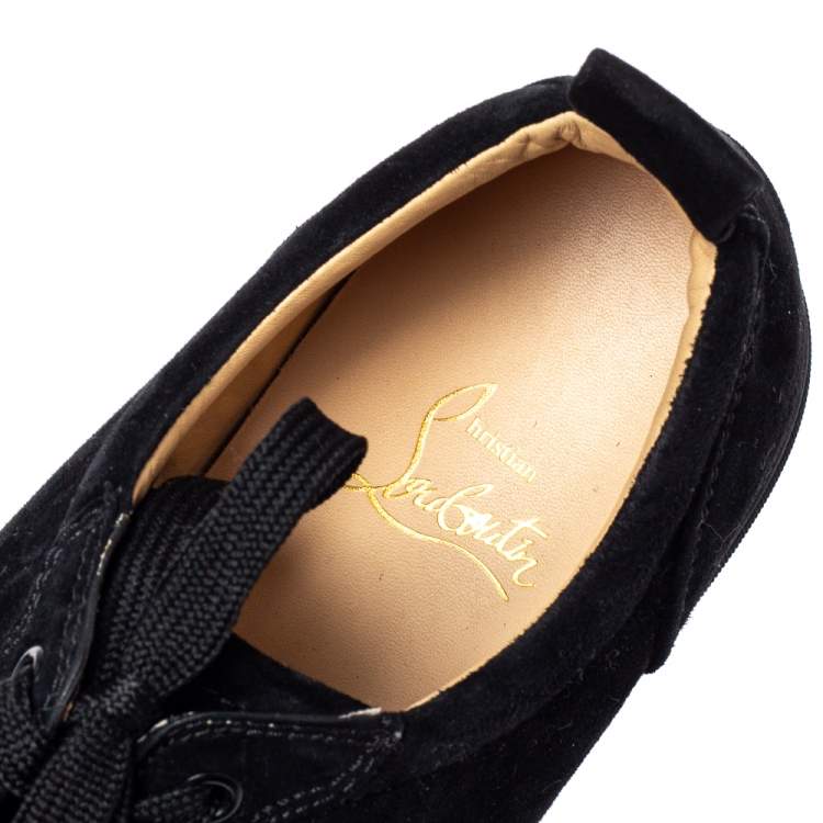 Pre Owned Christian Louboutin Black Suede Louis Junior Sneakers Size 39