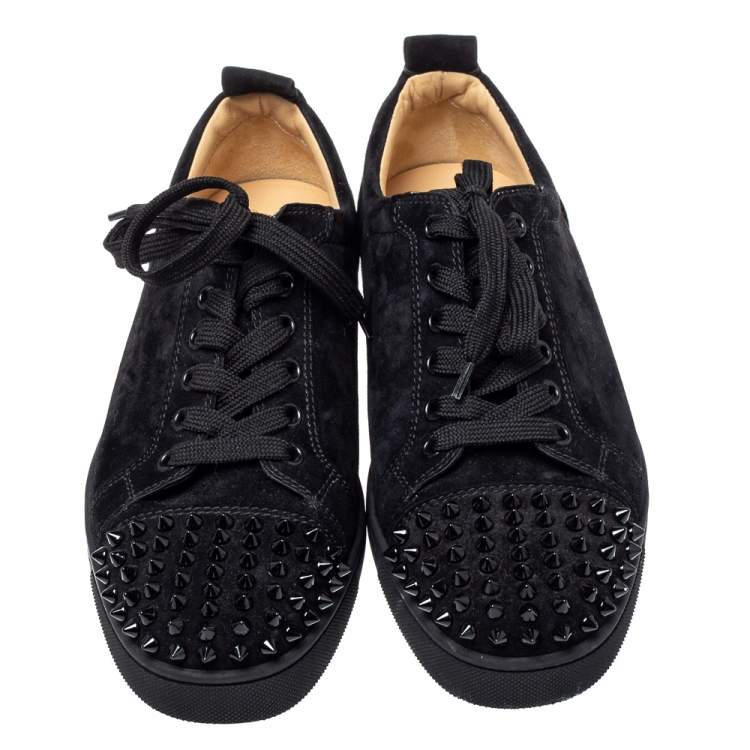 Pre Owned Christian Louboutin Black Suede Louis Junior Sneakers Size 39