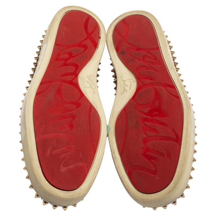 Pre Owned Christian Louboutin Brown Leopard Print Python Pik Boat Slip On Sneakers Size 40