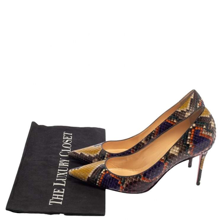 Pre Owned Christian Louboutin Multicolor Python Leather So Kate Pumps Size 37