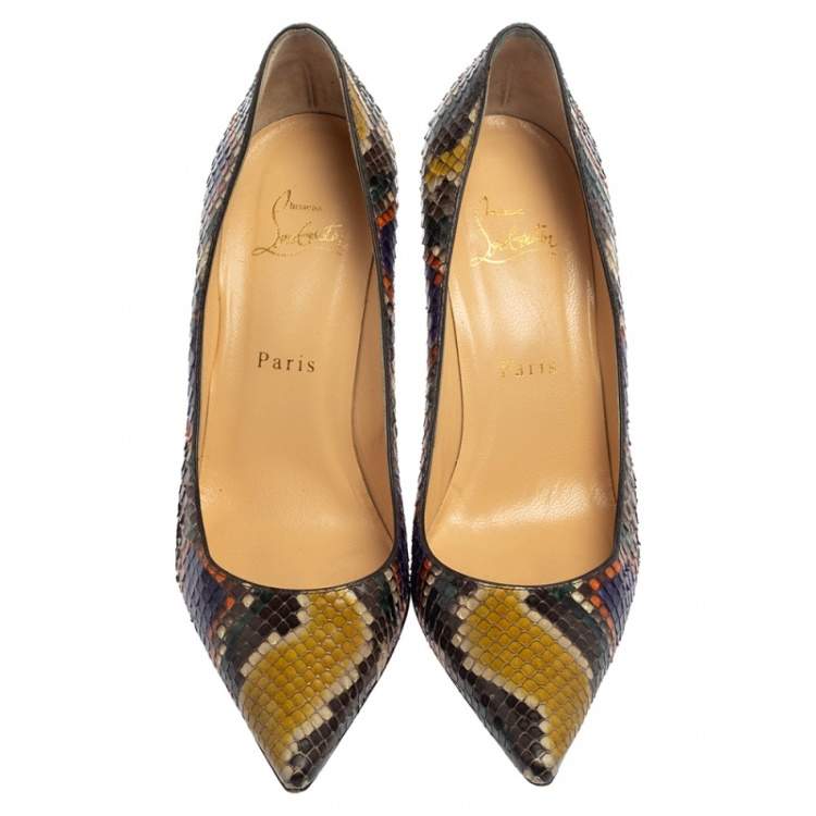 Pre Owned Christian Louboutin Multicolor Python Leather So Kate Pumps Size 37