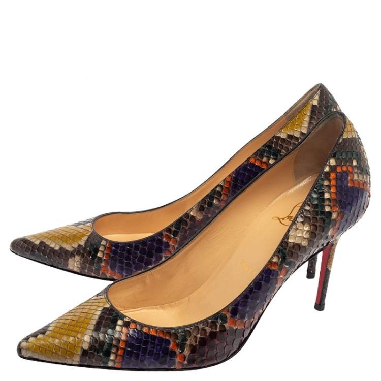 Pre Owned Christian Louboutin Multicolor Python Leather So Kate Pumps Size 37